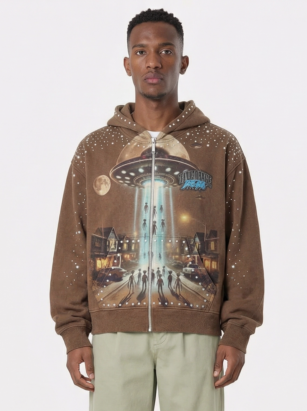 Trillionaire Dreams Brown "Abduction" Zip-Up Hoodie