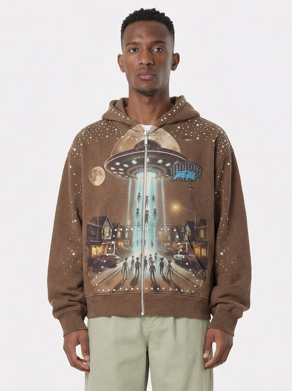 Trillionaire Dreams Brown "Abduction" Zip-Up Hoodie