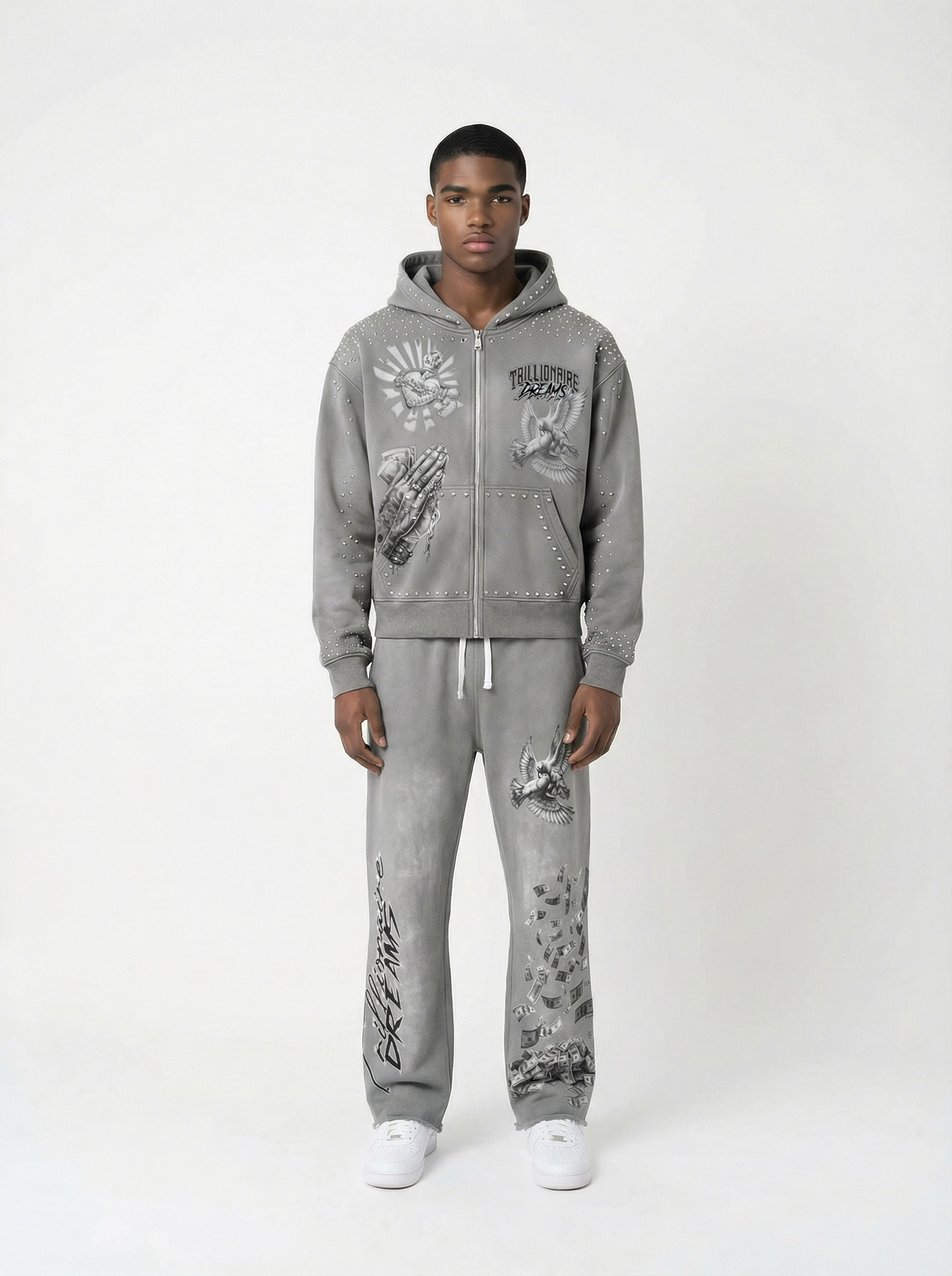 Trillionaire Dreams Grey "Manifest" Tracksuit Set