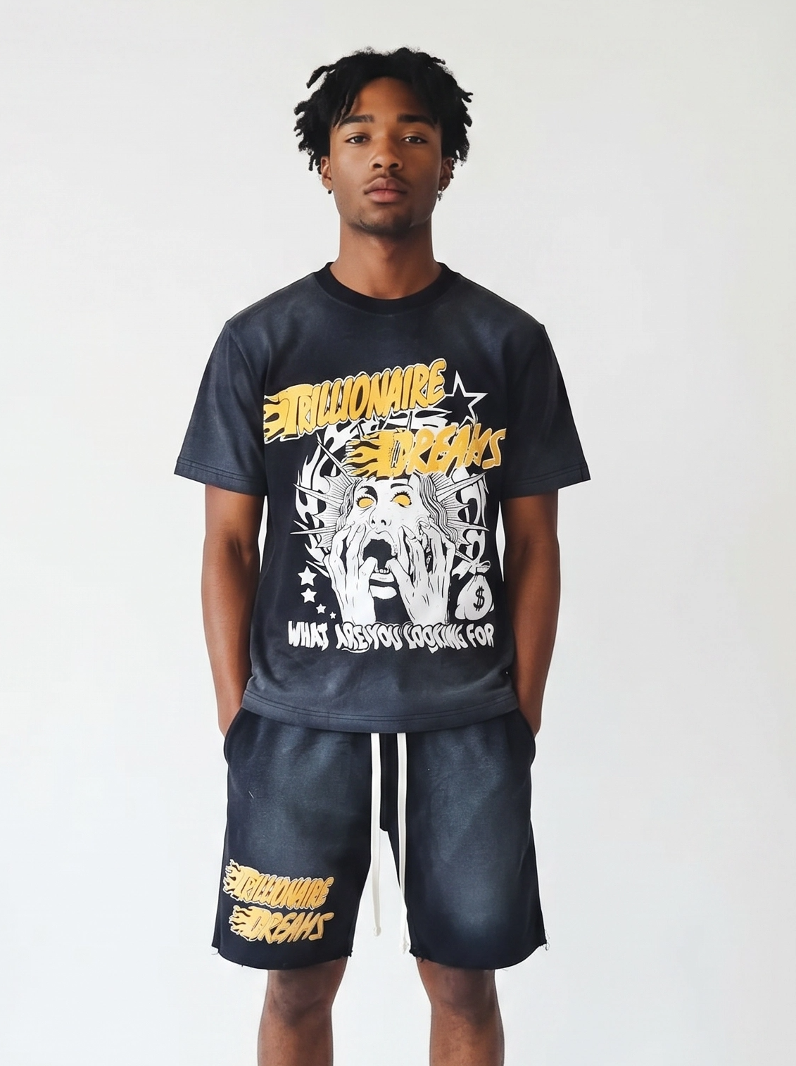 "Visions" Charcoal Short & Tee Set