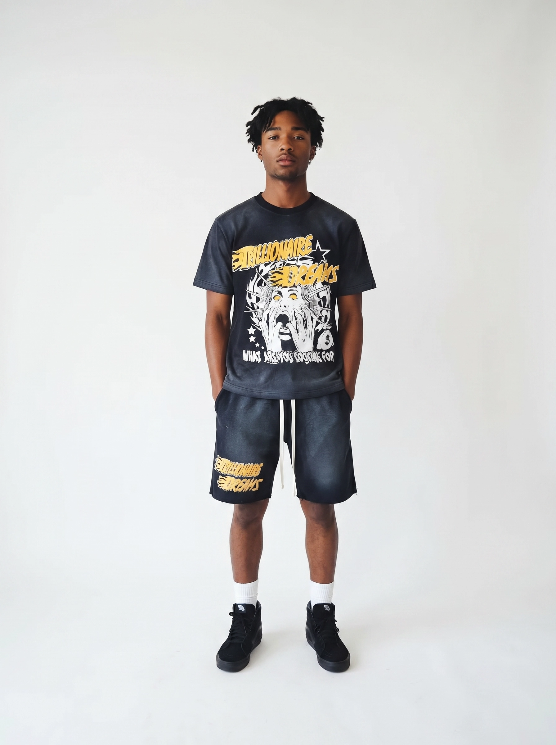 "Visions" Charcoal Short & Tee Set