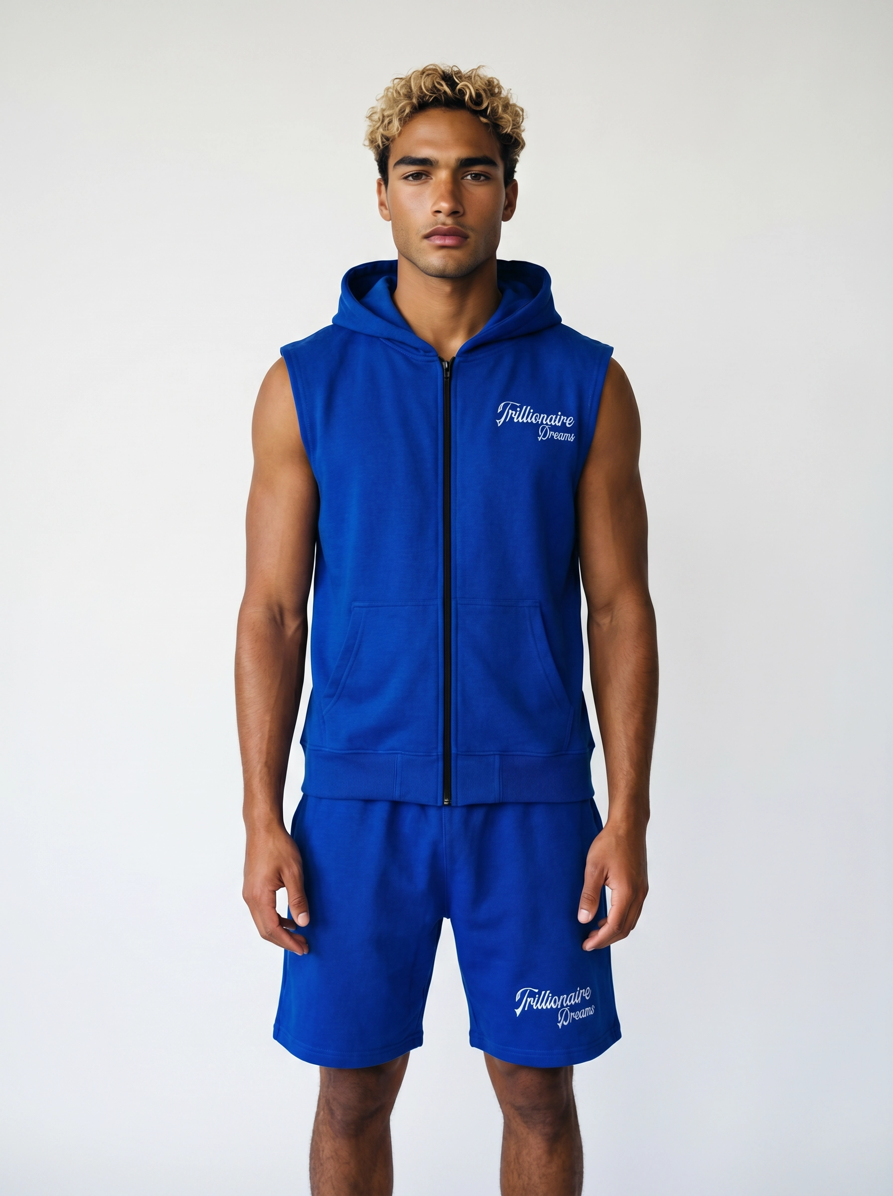 Trillionaire Dreams "Cobalt Blue" Sleeveless Hoodie & Shorts Set