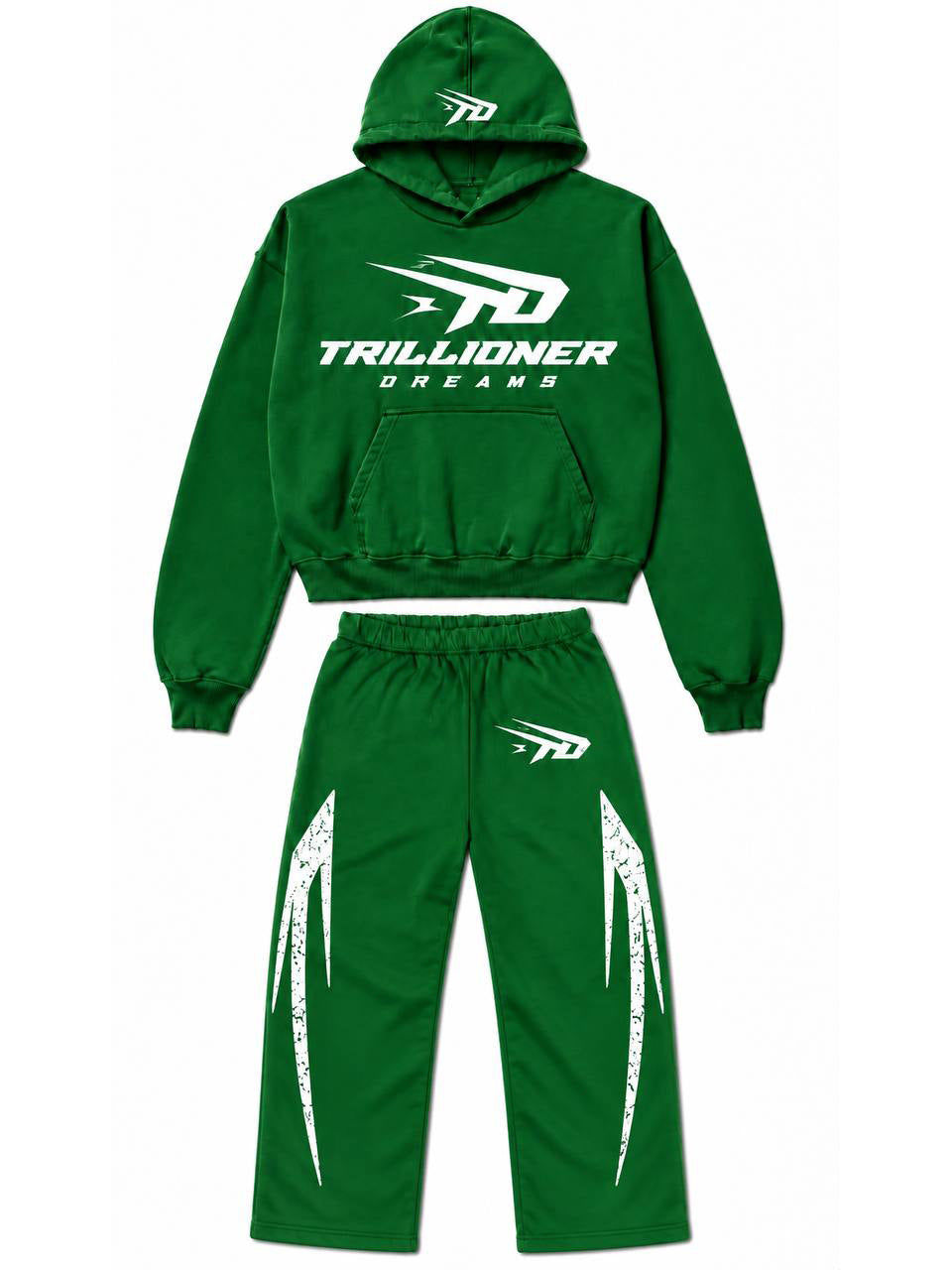 Trillionaire Dreams 2-Piece Heavyweight Sweatsuit Set – Forest Green