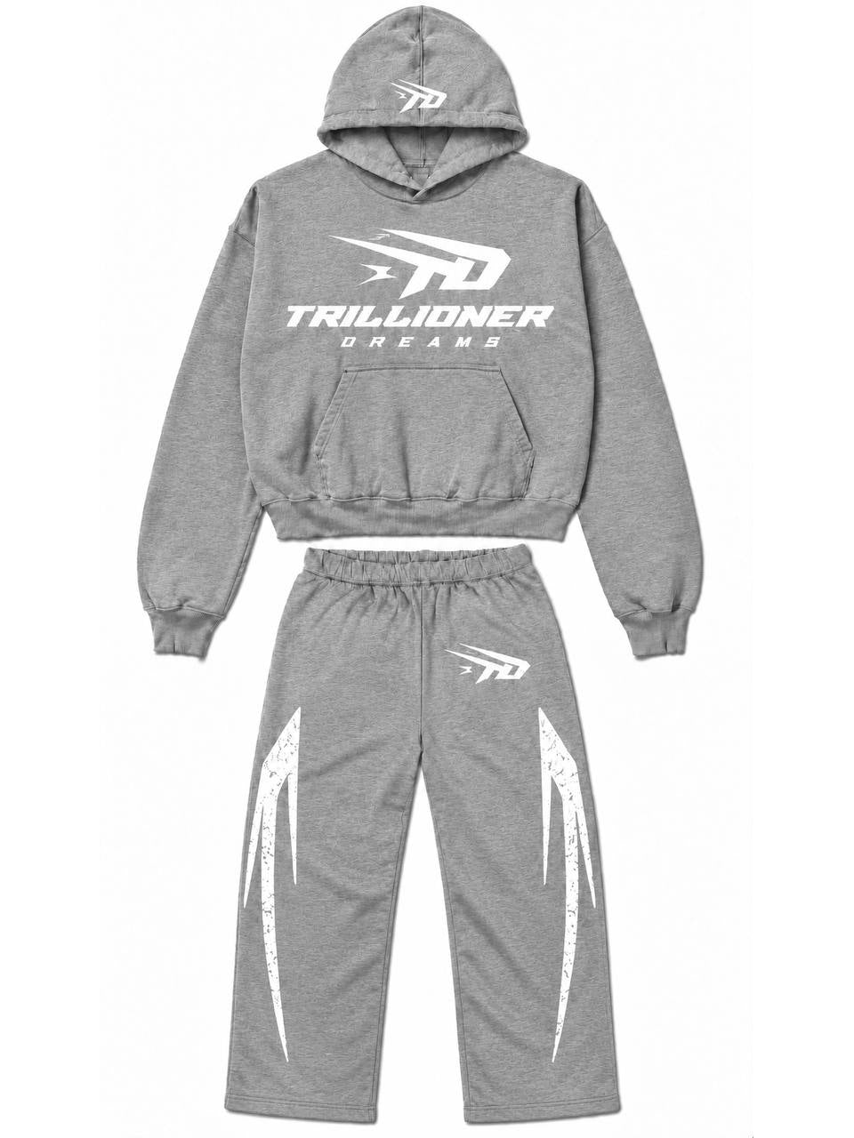 Trillionaire Dreams 2-Piece Heavyweight Sweatsuit Set – Heather Grey