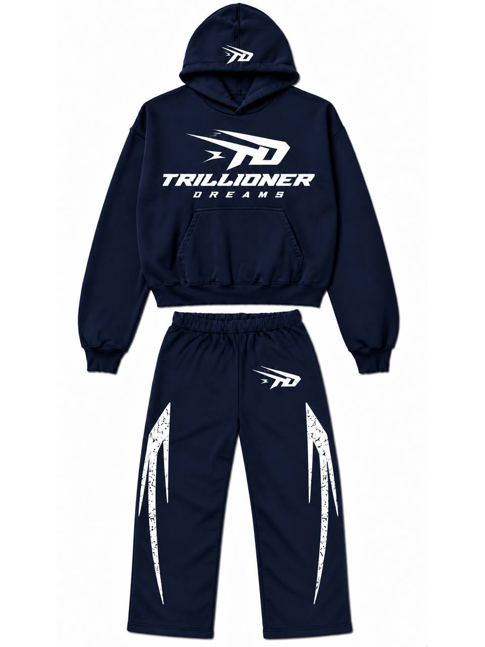 Trillionaire Dreams 2-Piece Heavyweight Sweatsuit Set – Navy Blue