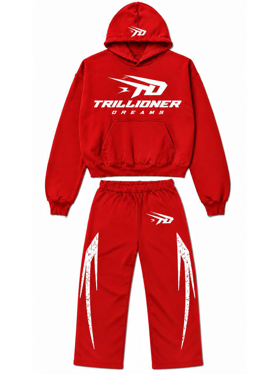 Trillionaire Dreams 2-Piece Heavyweight Sweatsuit Set – Crimson Red